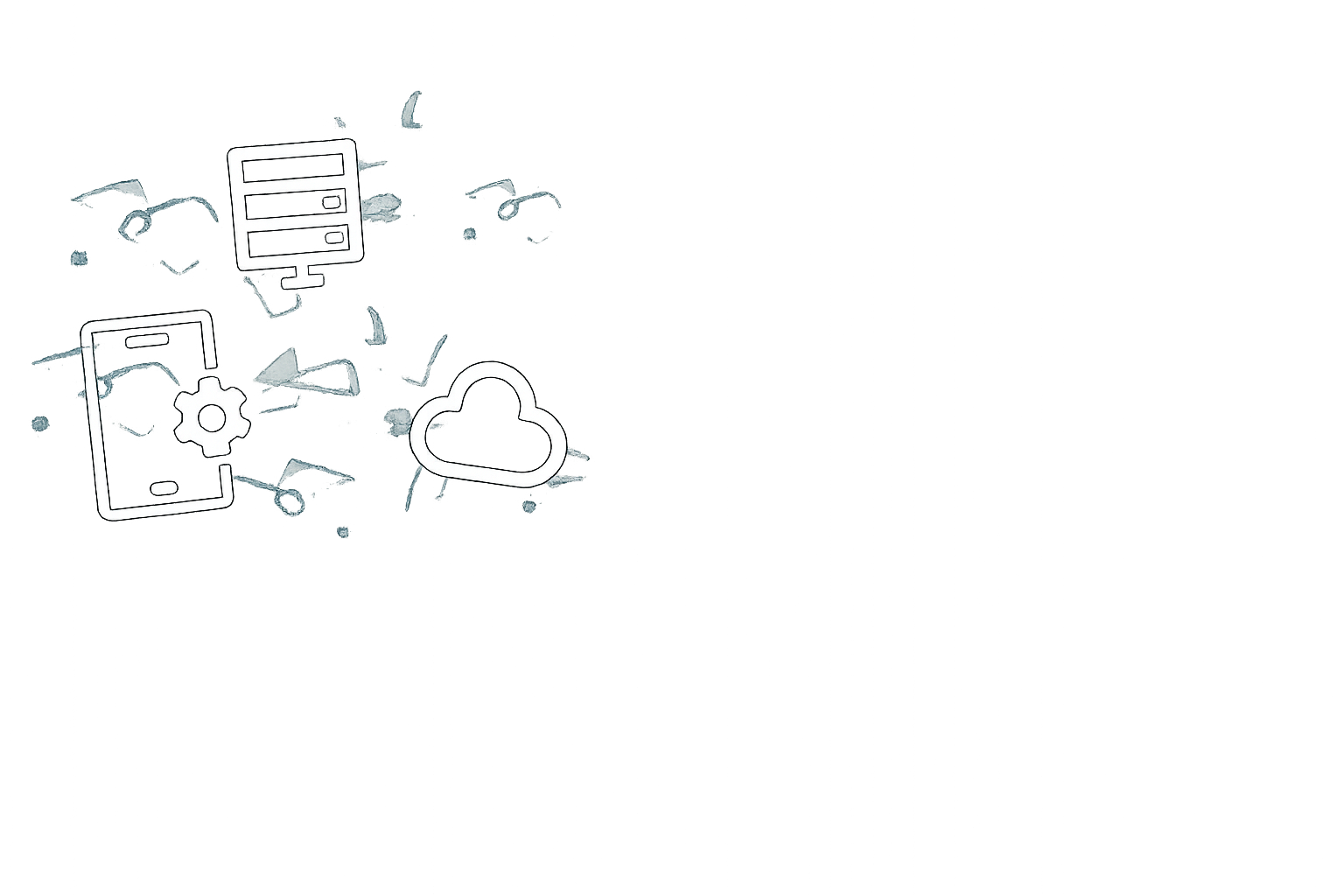 Imagem de estilhaços de vidro com os ícones de HTML5, CSS3 e JavaScript por cima.
